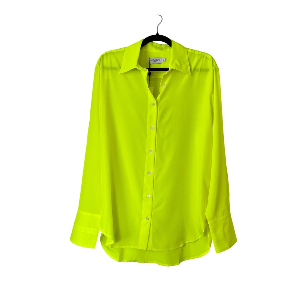 NWT Serena Bute London Women's Oversized Shirt Neon Yellow Sz Large